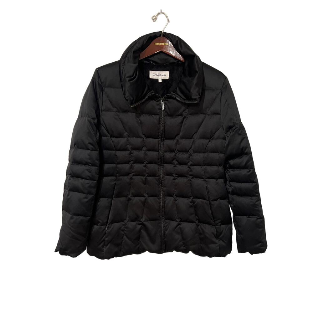 Calvin Klein Women's Black Puffer Jacket Coat Size Large 1108 Hang